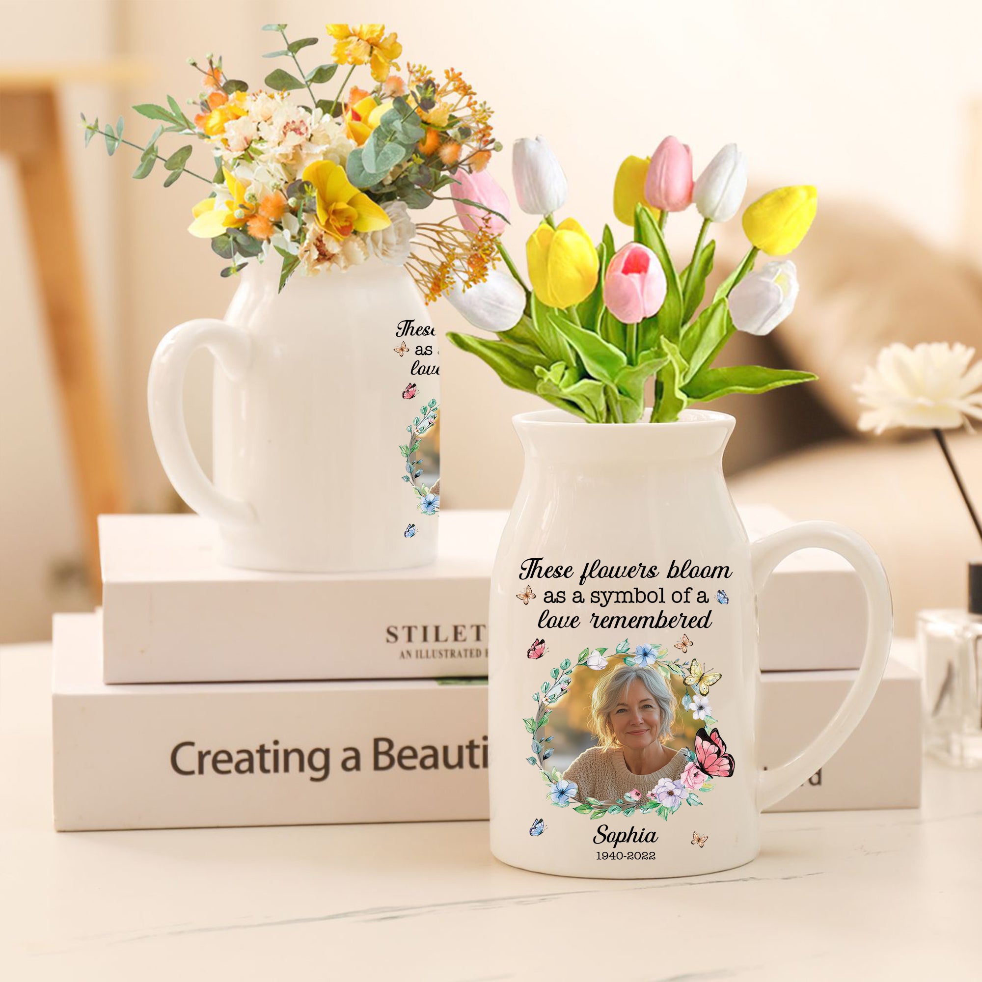 A Love Remembered - Personalized Ceramic Flower Vase - Memorial Gift