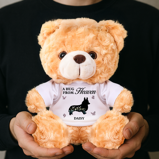 Snuggle This Bear and Think of Me - Personalized Pet Memorial Bear Plush - Pet Memorial Gift