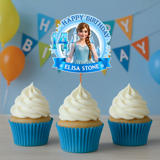 Princess Birthday - Custom Birthday Party Face Cupcake Toppers, Graduation Decorations, Physical Product