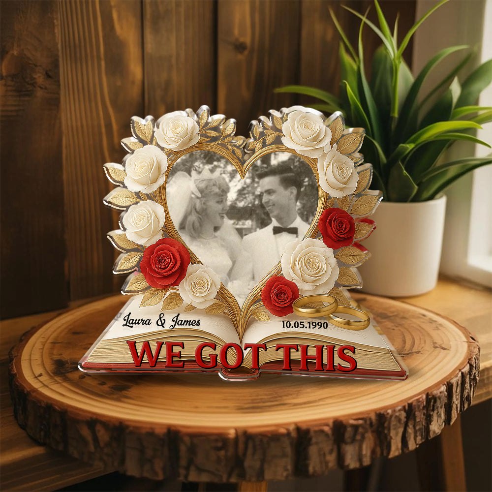 Happy Anniversary - Custom Name and Couple Photo  - Custom Shape Acrylic Block Plaque