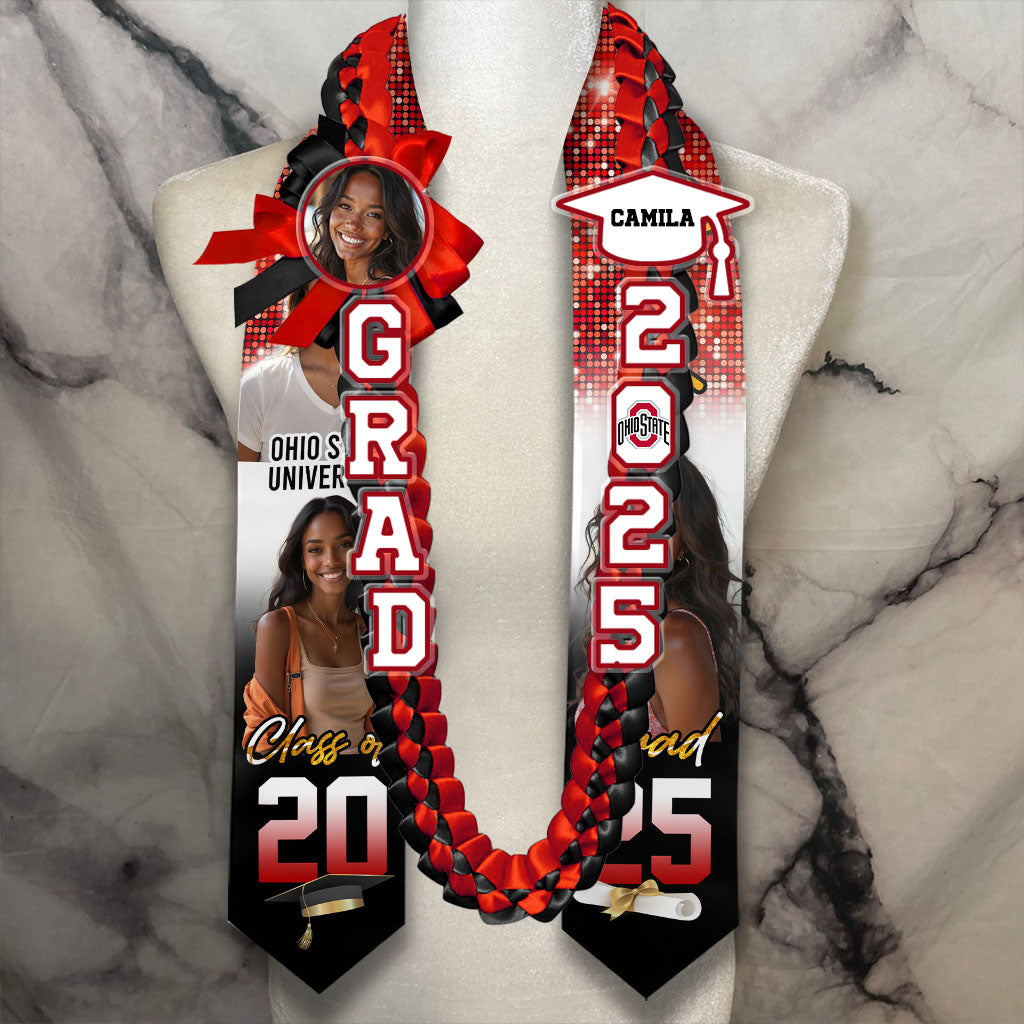 Glitter 2025 Graduation Stole and Lei Custom Photo - Personalized Gift For Graduation - Grad 2025