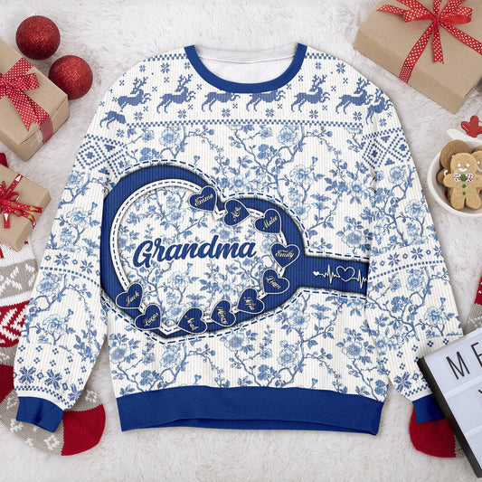 Grandma Custom Name Ugly Christmas Sweatshirt - All-Over-Print Sweatshirt