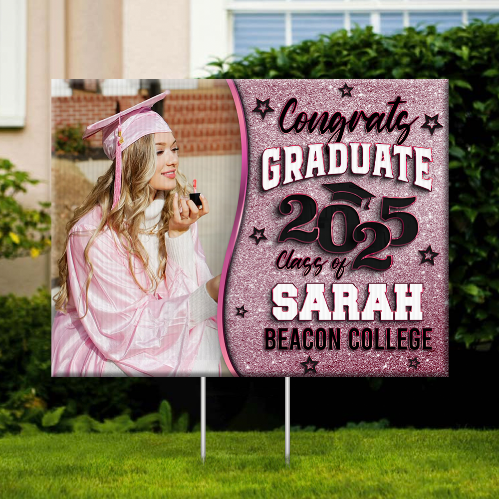 Congrats Class Of 2025 Lawn Sign, Personalized Graduate 2025 Graduation Lawn Sign