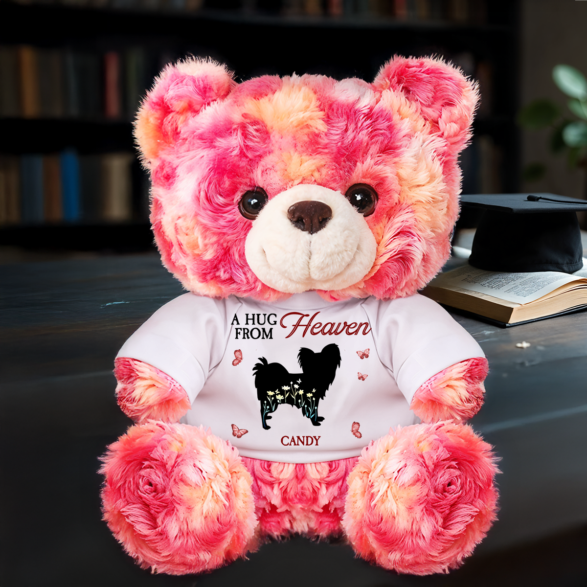A Hug From Heaven - Personalized Dog Memorial Bear Plush - Custom Name Teddy Bear