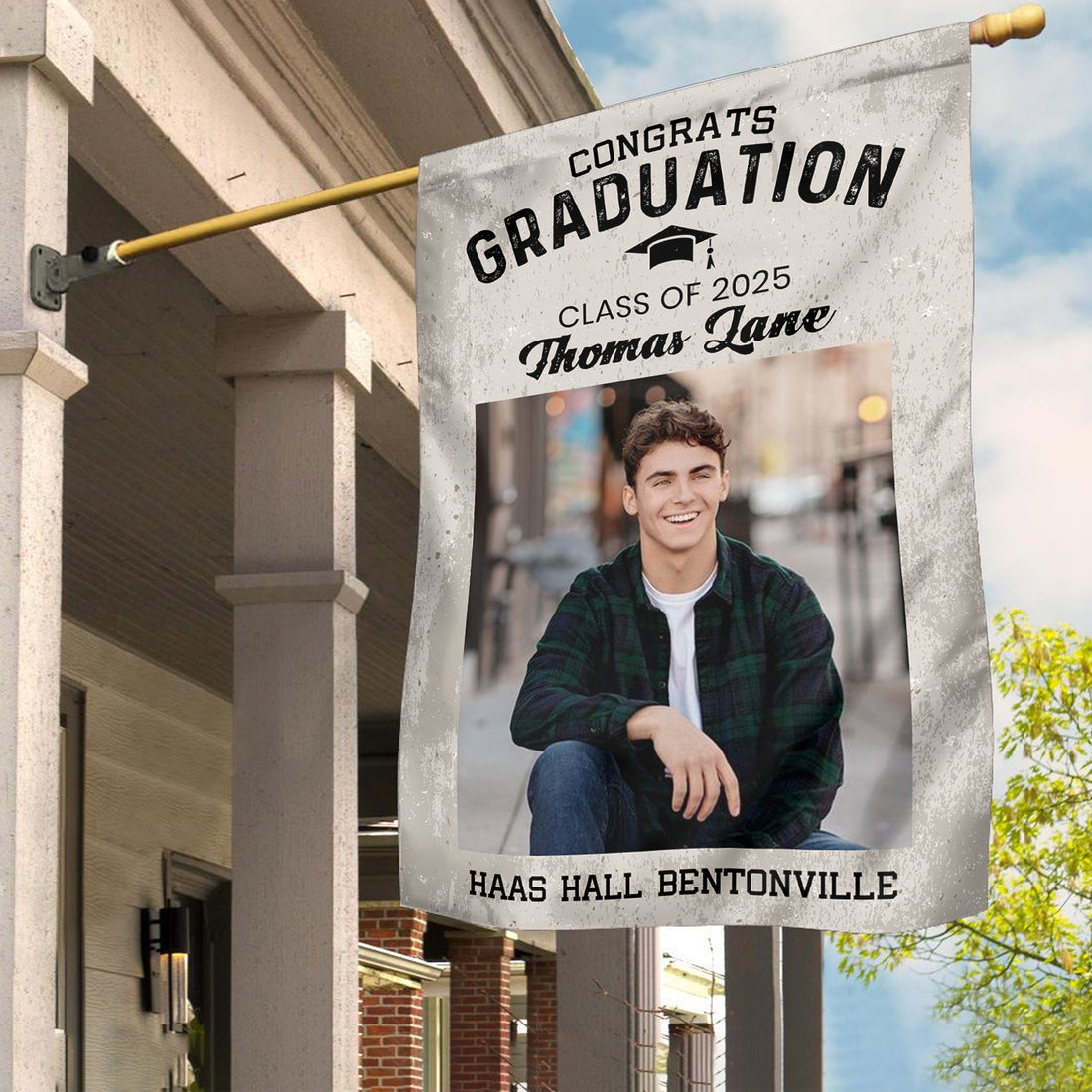 Custom Photo and Name Flag Congrats Graduation 2025 Garden Flag, Graduation Decorations