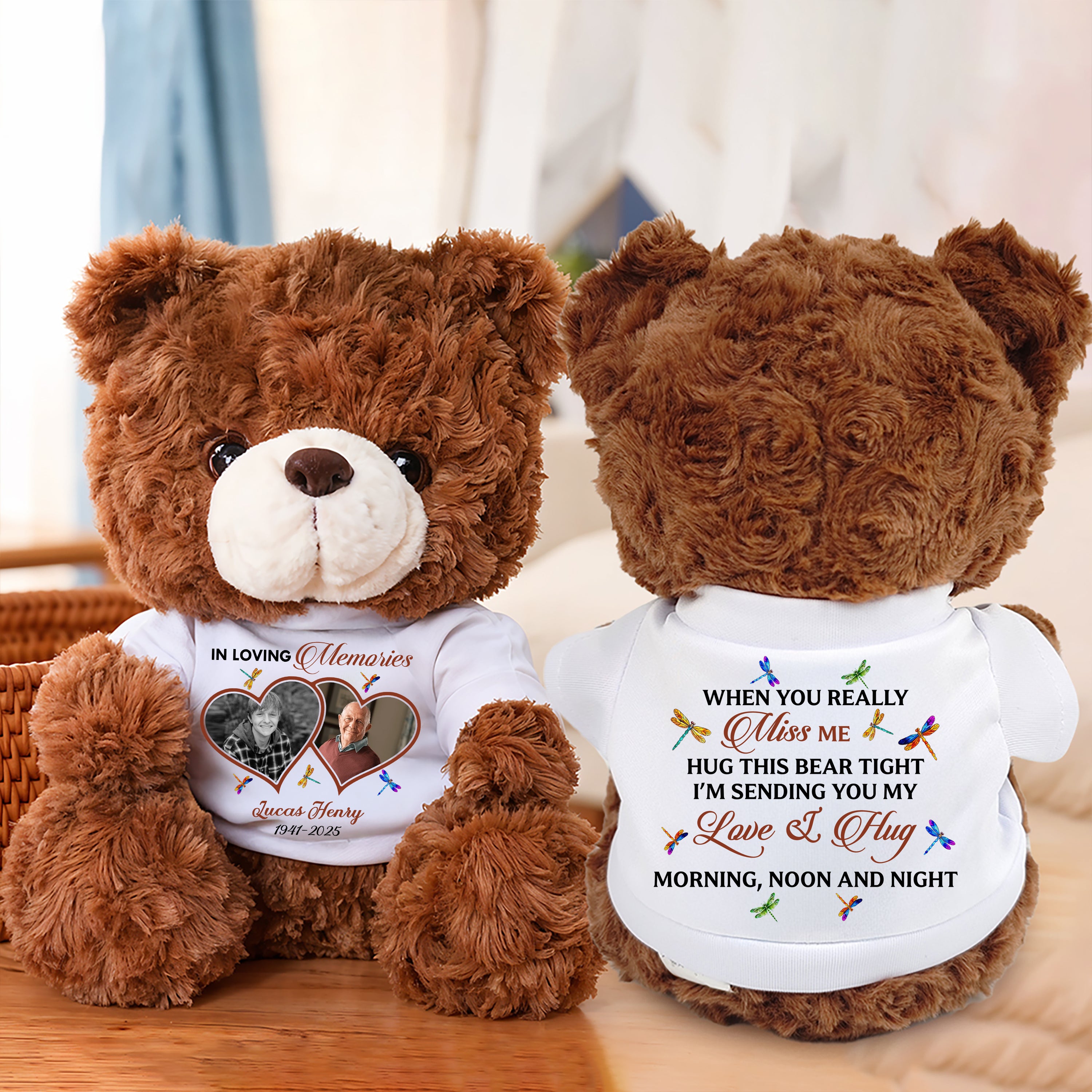 In Loving Memory - Personalized Memorial Bear Plush - Custom Name and Photo Teddy Bear