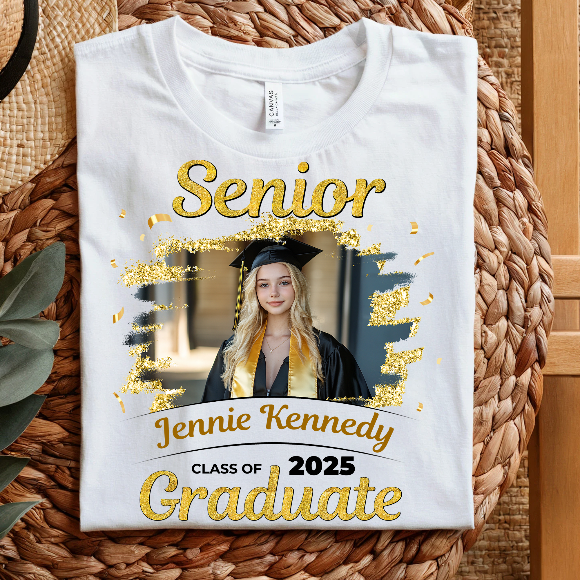 Senior Custom Photo, Name And Year, Graduation - Gift For Graduation - Personalized T-Shirt
