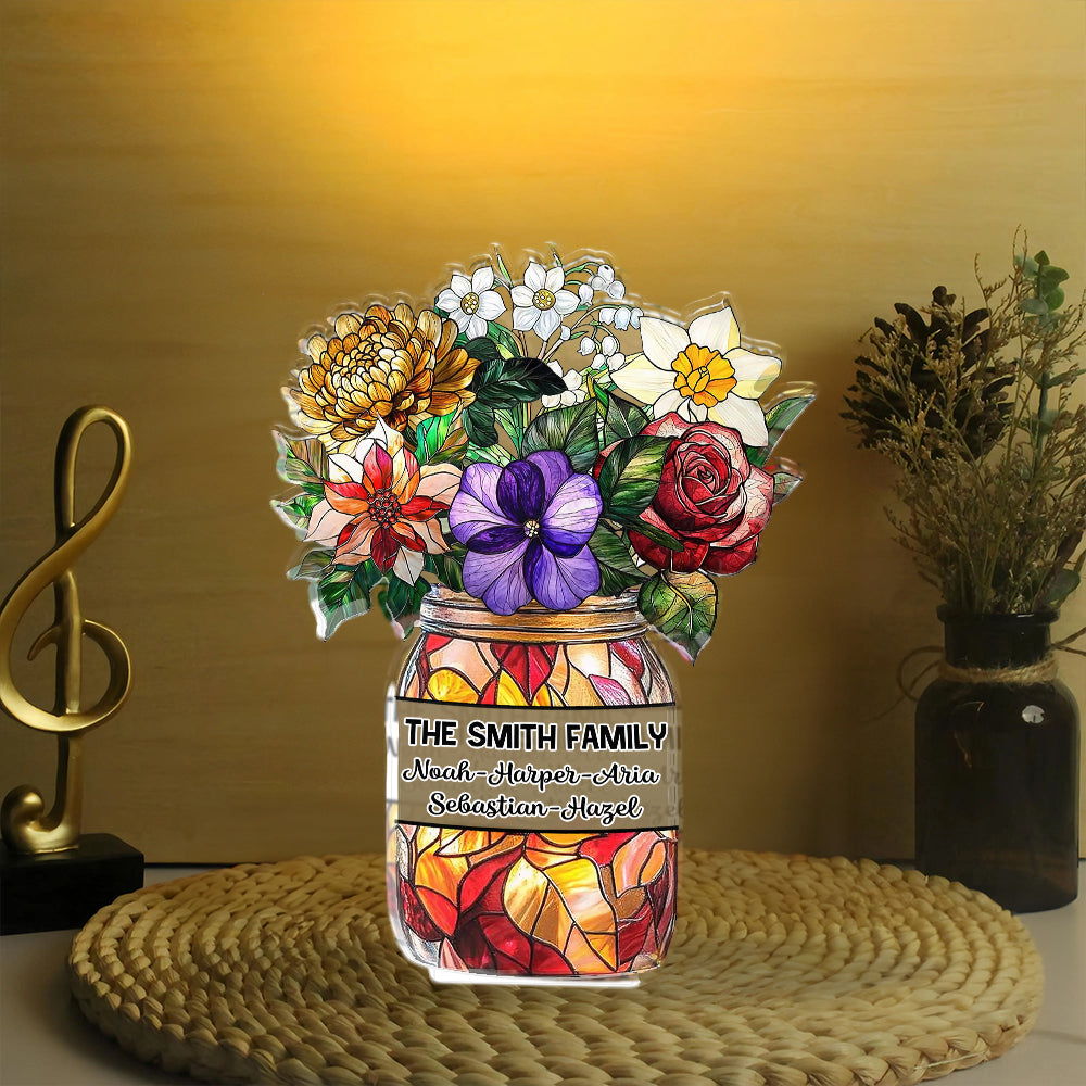 Flowers Pot - Personalized Name Gift - Custom Shape Acrylic Block Plaque