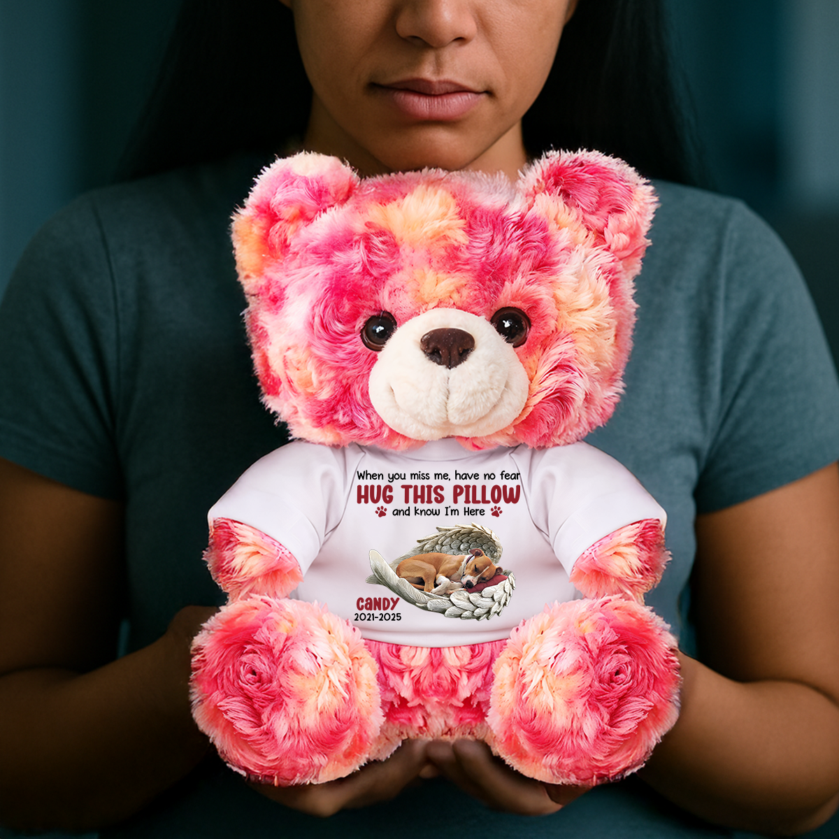 Custom Photo and Name Bear - Personalized Pet Memorial Bear Plush