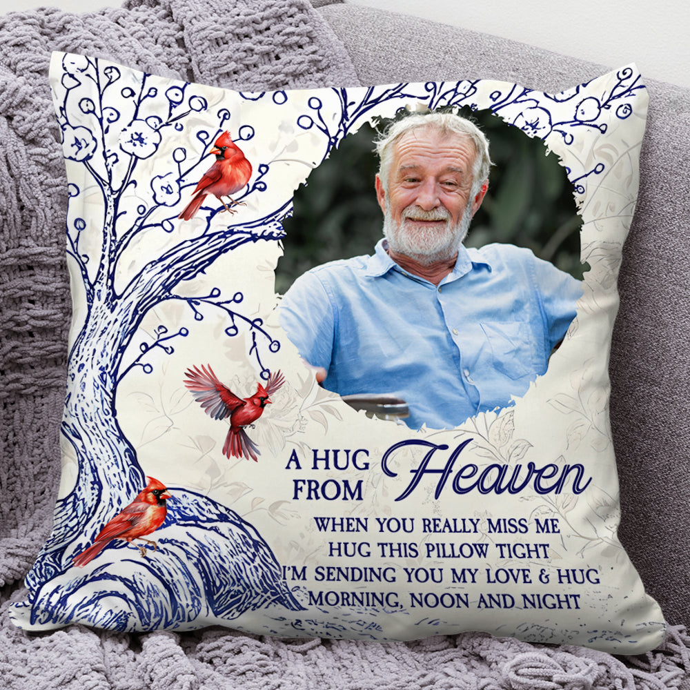 A Hug From Heaven Cardinal - Memorial Pillow - Sympathy Gift (Insert Included)