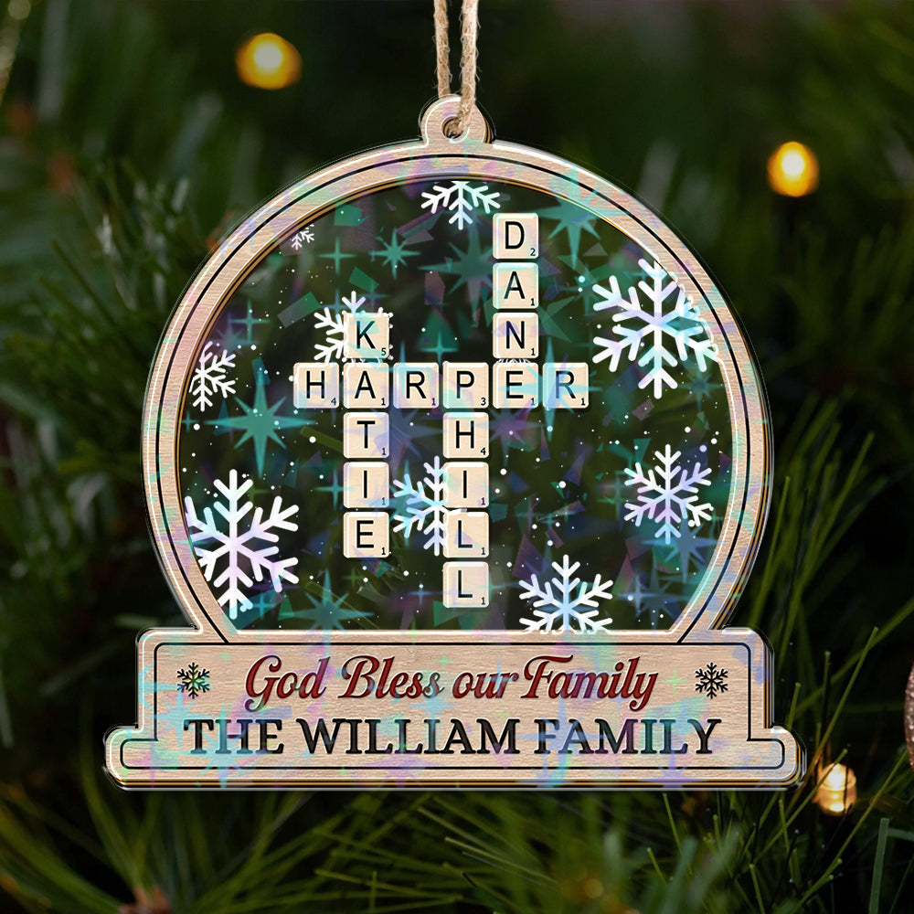Personalized Family Name Ornament - Custom Shape Hologram Ornament