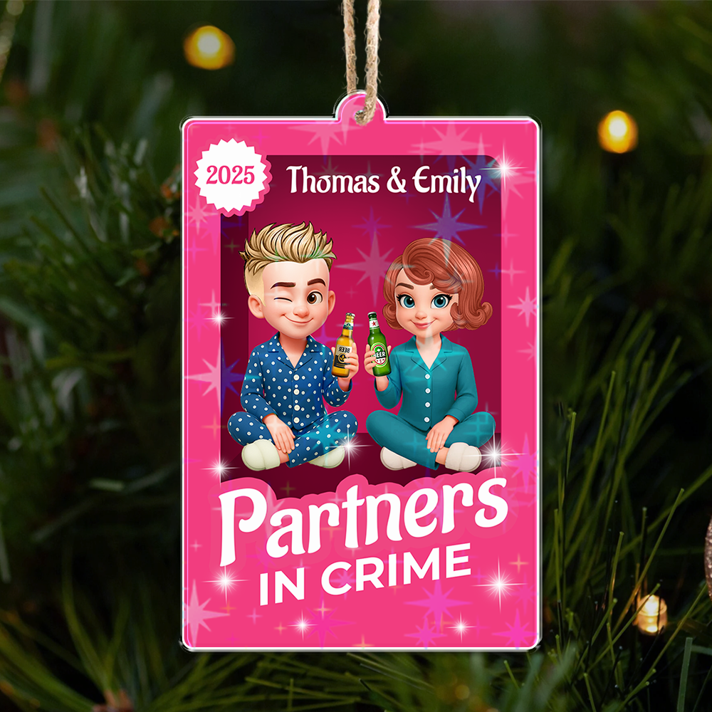 Partners In Crime - Personalized Couple Name and Appearance Ornament - Custom Shape Hologram Ornament