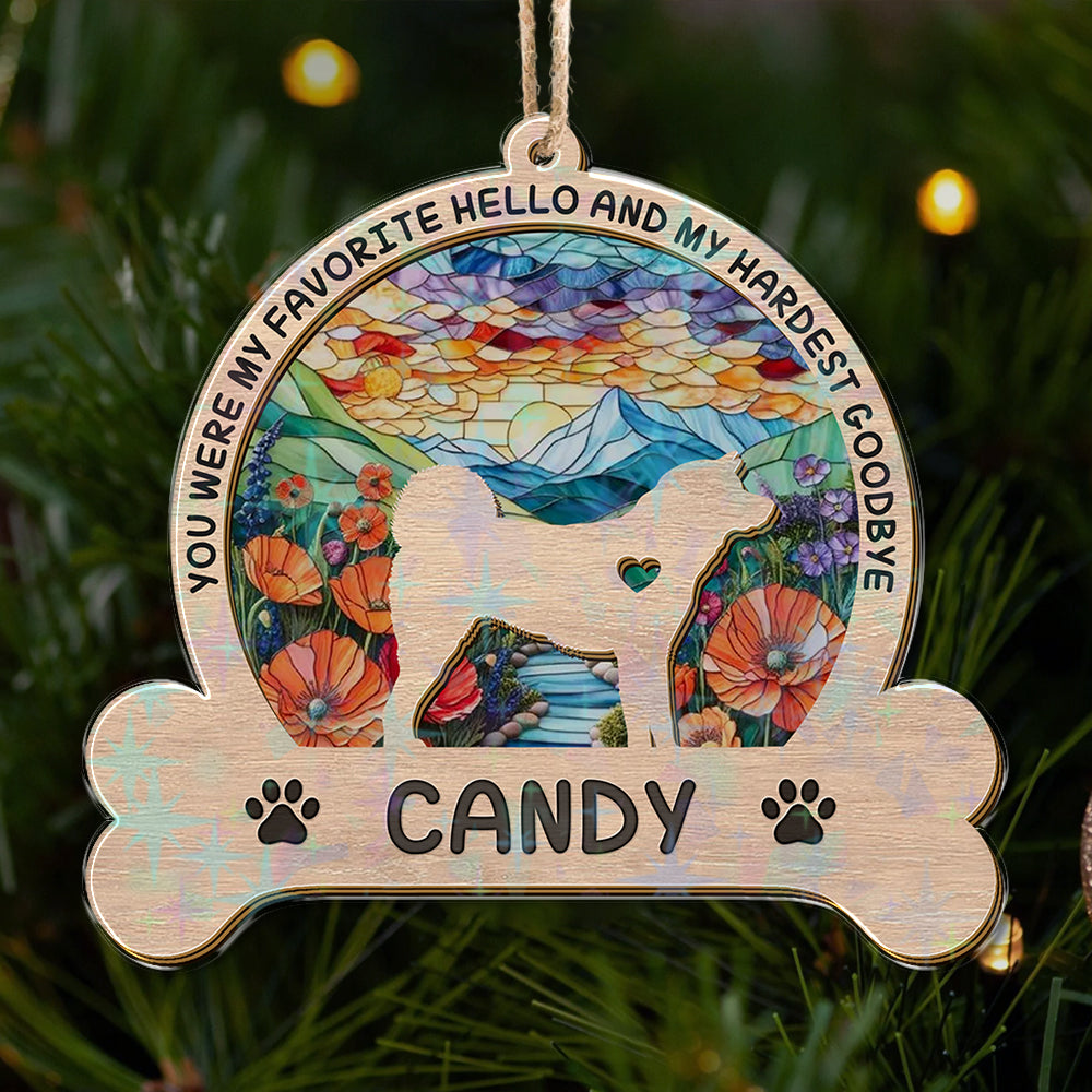 Personalized Dog Memorial Ornament - Custom Shape Hologram Ornament
