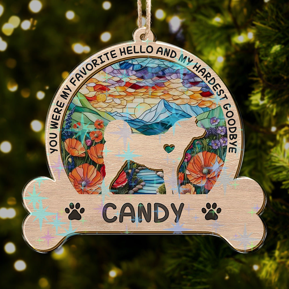 Personalized Dog Memorial Ornament - Custom Shape Hologram Ornament