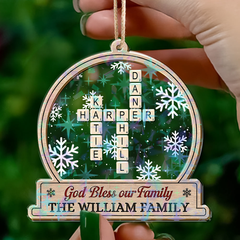 Personalized Family Name Ornament - Custom Shape Hologram Ornament