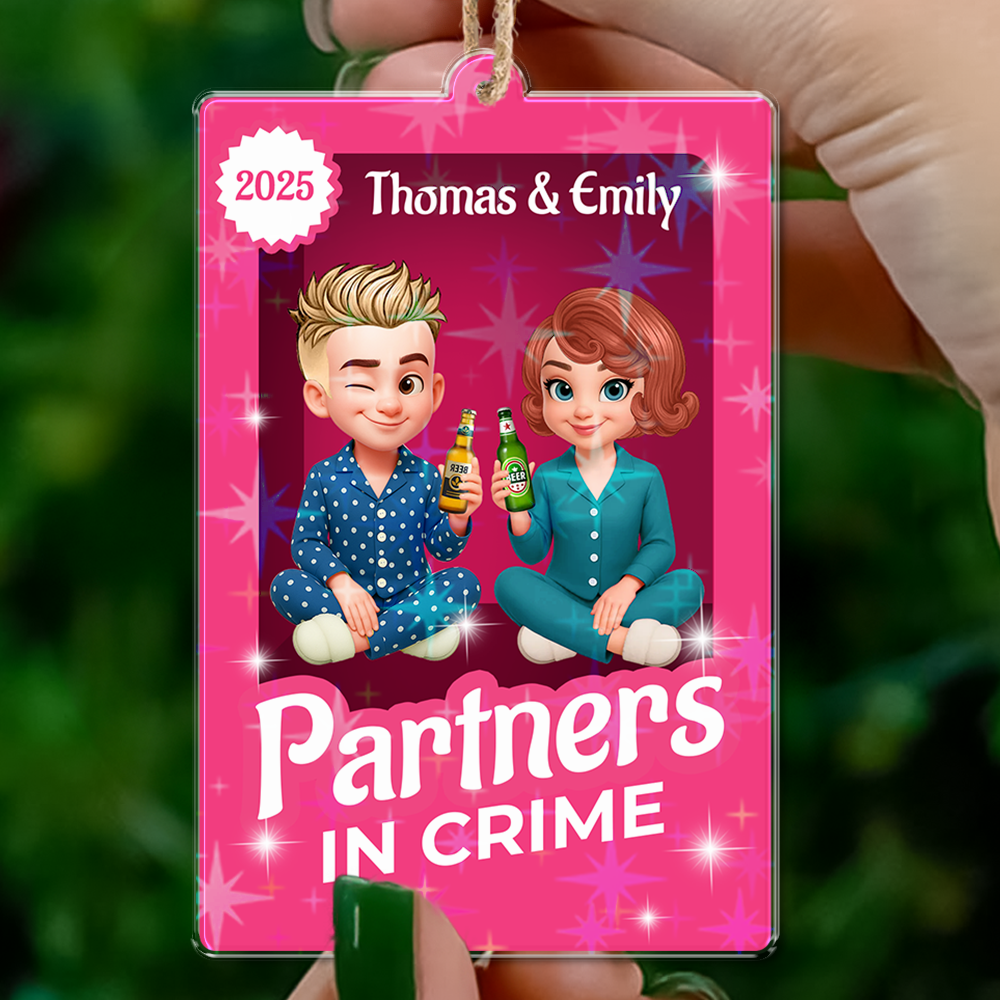 Partners In Crime - Personalized Couple Name and Appearance Ornament - Custom Shape Hologram Ornament