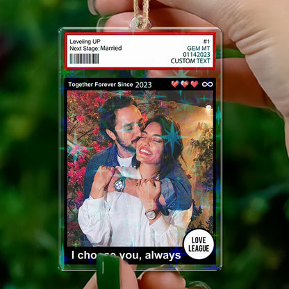 Personalized Couple Name and Photo Ornament - Custom Shape Hologram Ornament
