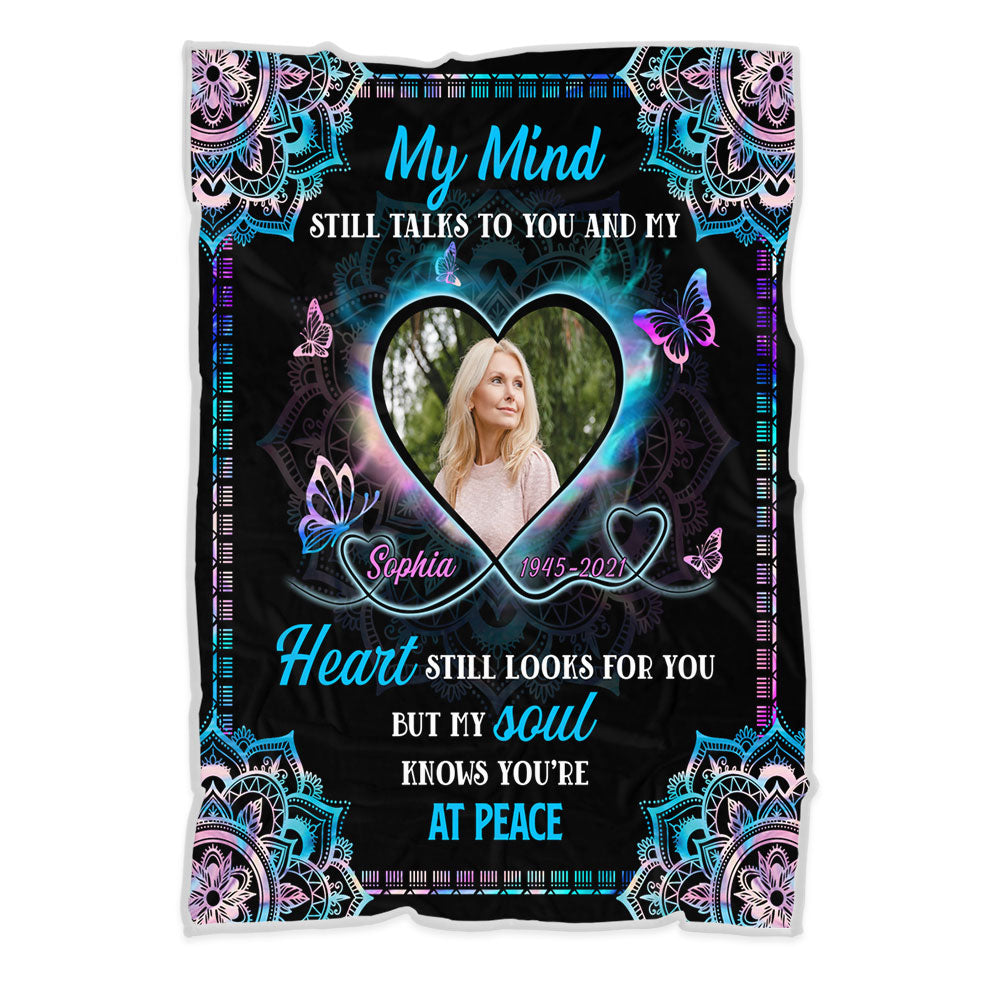Custom Photo A Hug From Heaven - Sympathy Gift - Memorial Personalized Custom Blanket