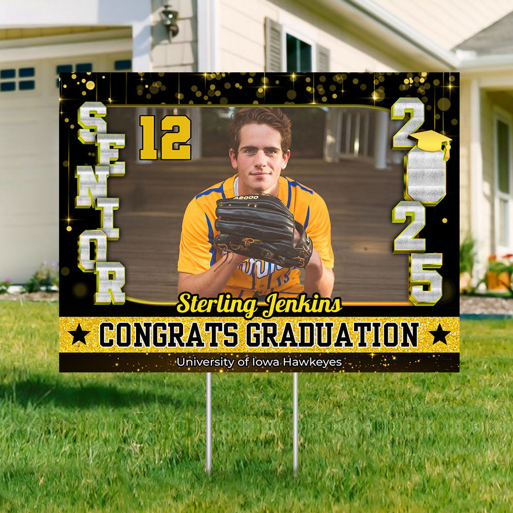 Congrats Class Of 2025 Lawn Sign, Custom Name and School Name Congrats Graduation Lawn Sign