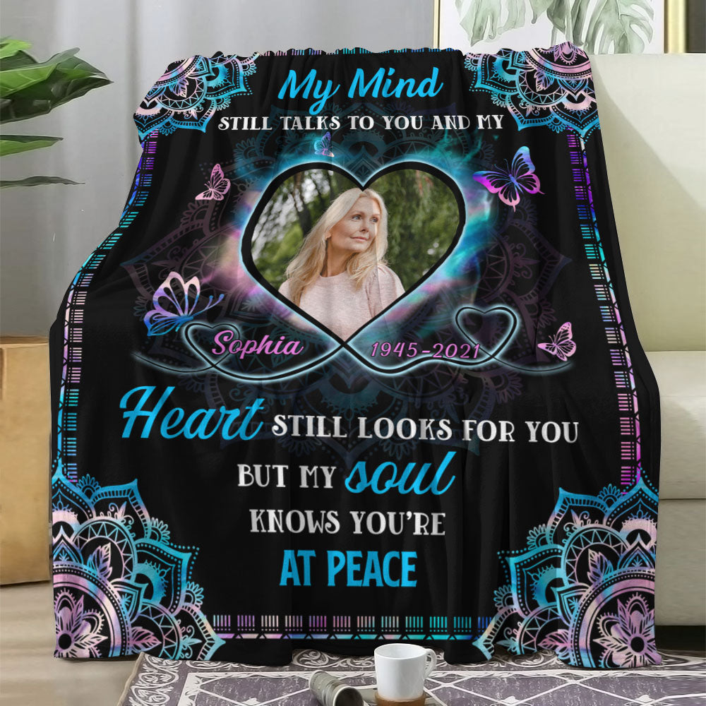 Custom Photo A Hug From Heaven - Sympathy Gift - Memorial Personalized Custom Blanket