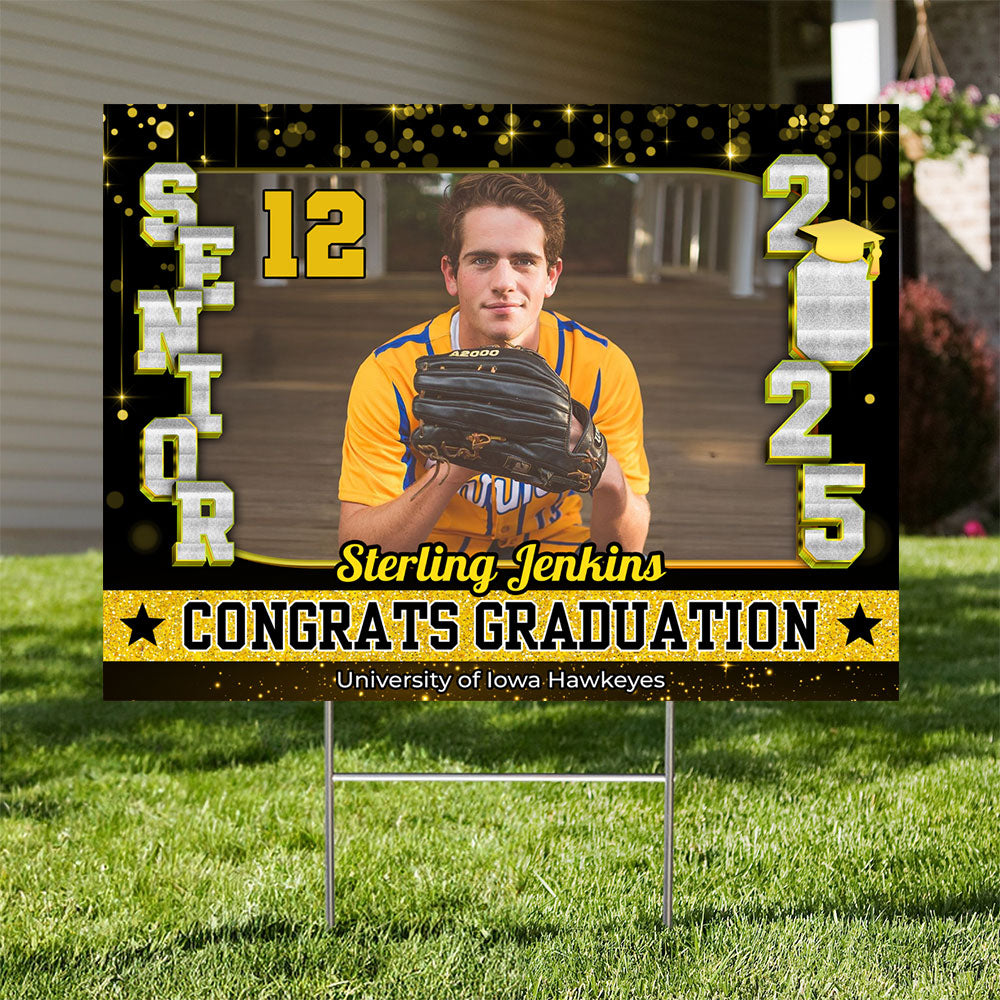 Congrats Class Of 2025 Lawn Sign, Custom Name and School Name Congrats Graduation Lawn Sign