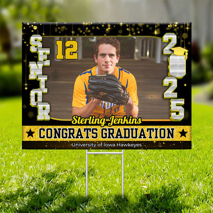 Congrats Class Of 2025 Lawn Sign, Custom Name and School Name Congrats Graduation Lawn Sign