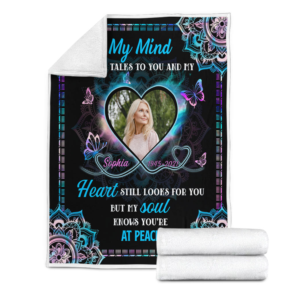 Custom Photo A Hug From Heaven - Sympathy Gift - Memorial Personalized Custom Blanket