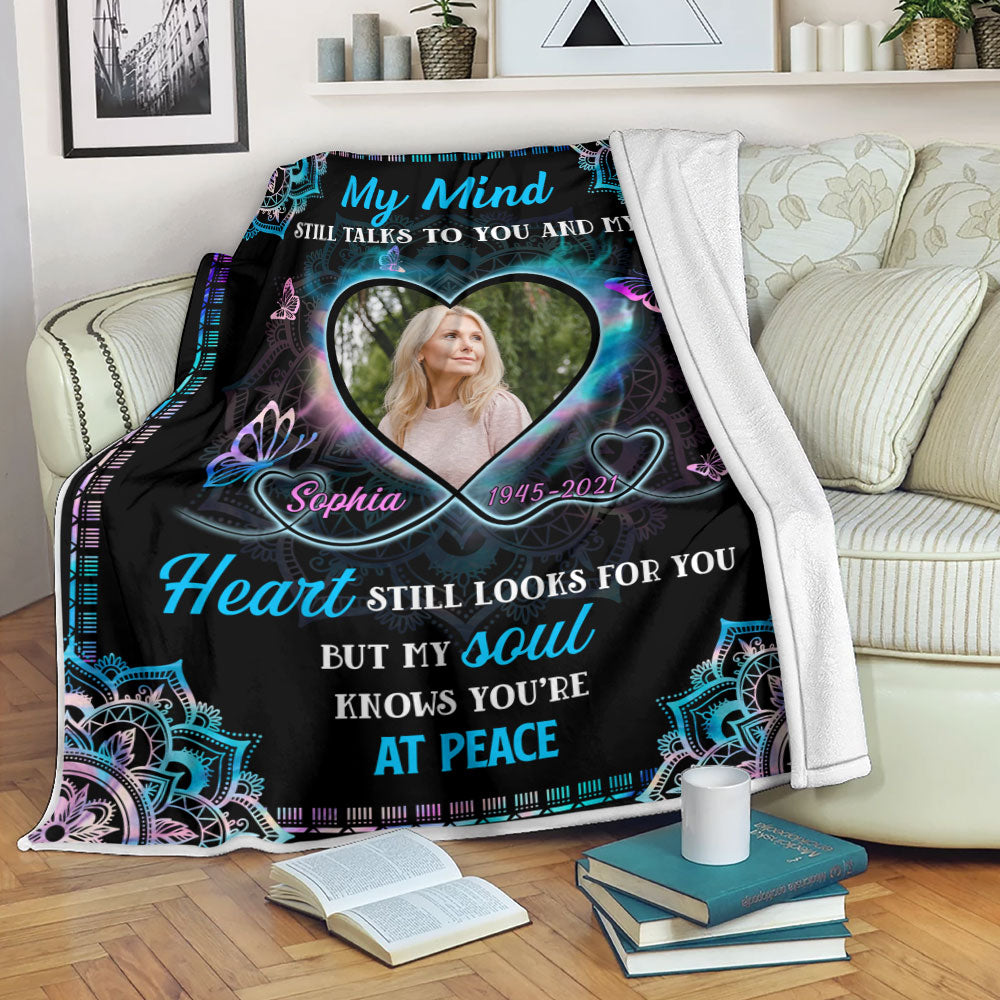 Custom Photo A Hug From Heaven - Sympathy Gift - Memorial Personalized Custom Blanket