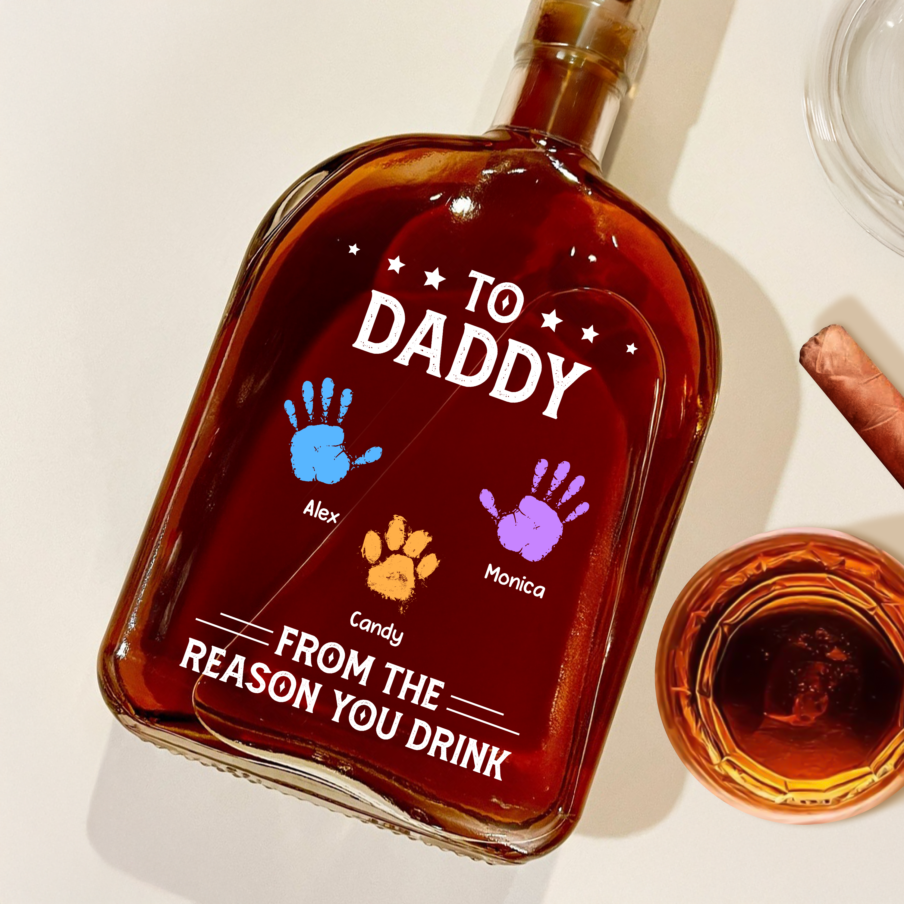 From The Reason You Drink - Family Personalized Custom Whiskey Bottle