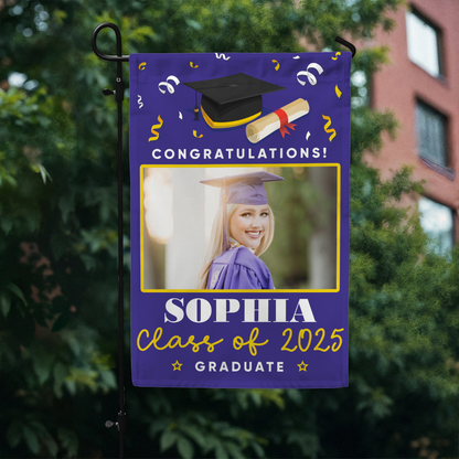 Personalized Graduation Garden Flag Photo Class Of 2025 Gift, Graduation Decorations