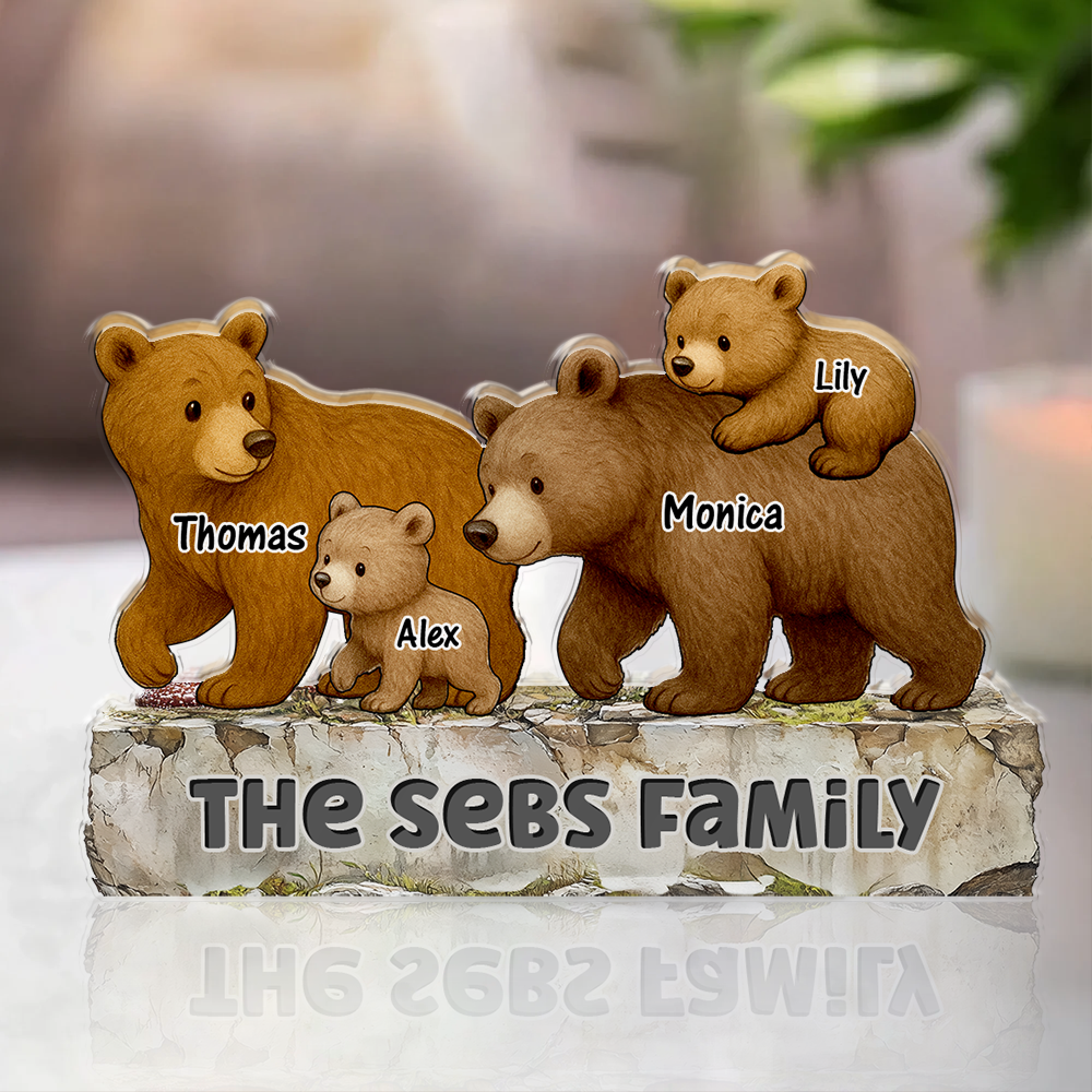 Our Family - Personalized Custom Shaped Acrylic Plaque - Bear Family
