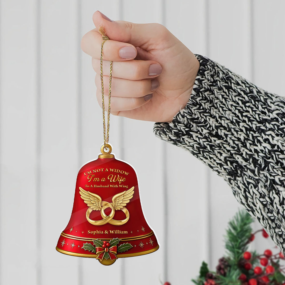 Husband Memorial - Custom Name - Custom Shape Hologram Ornament - Christmas Gift