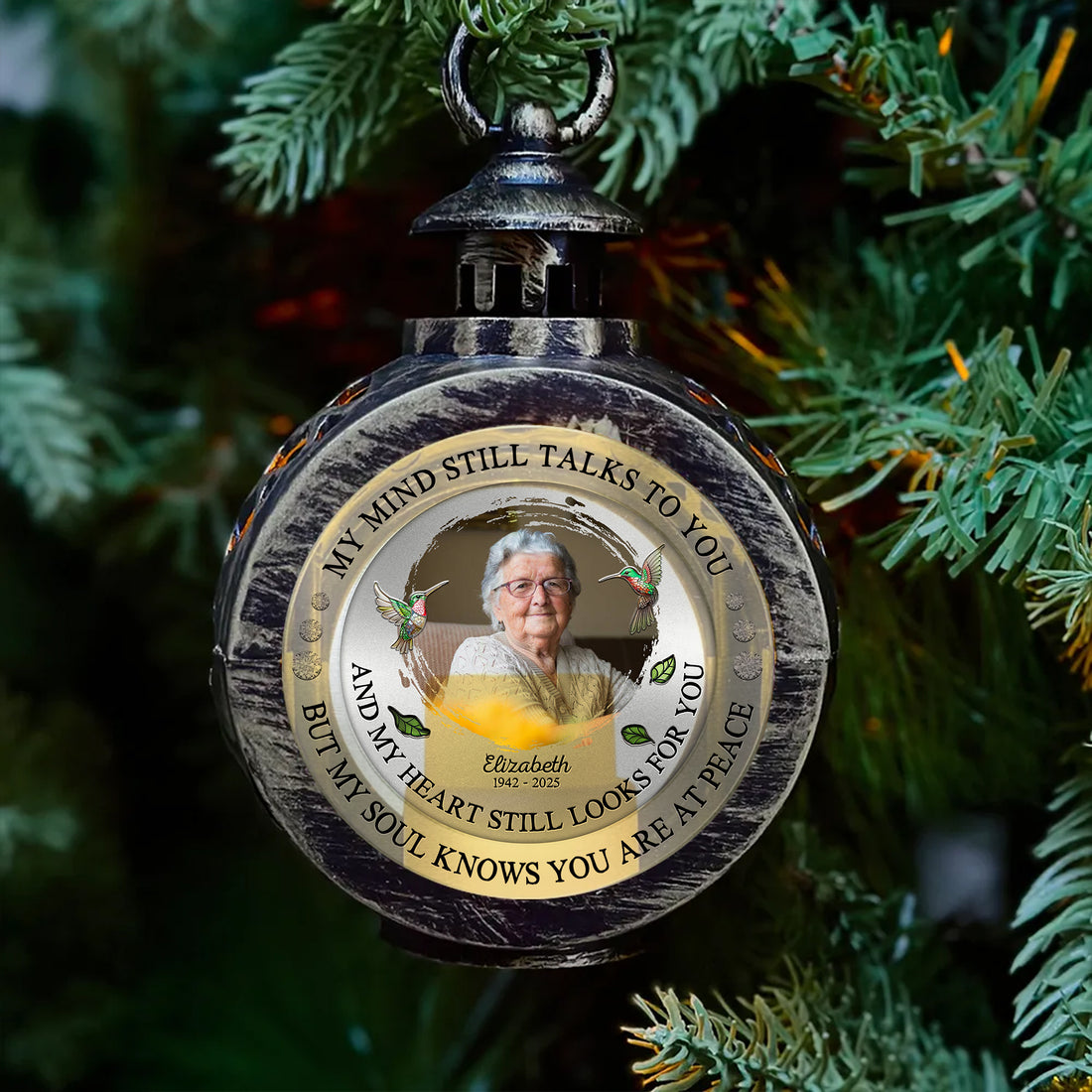 Custom Name and Photo - Memorial Gift - Personalized Candlelight Lantern Ornament