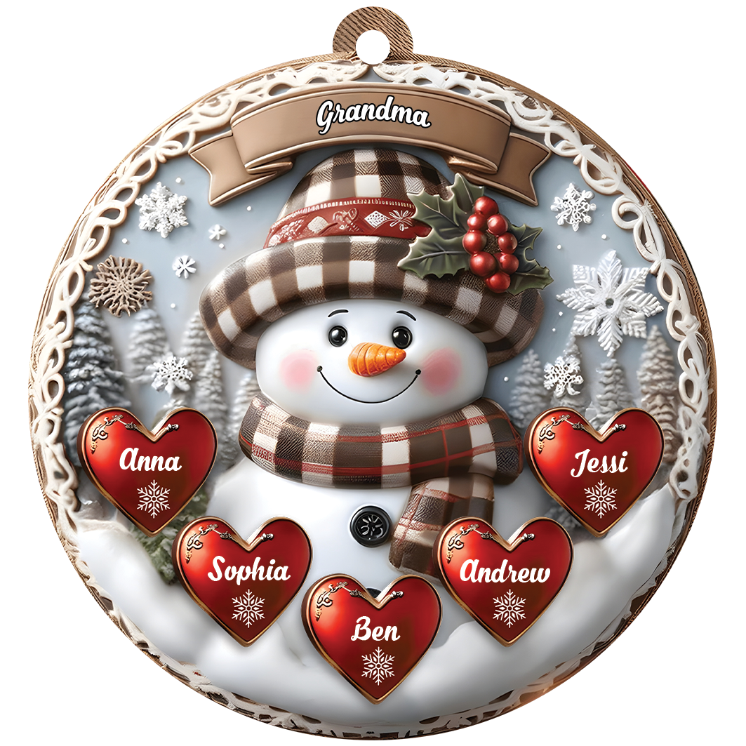 Snowman Custom Name - Personalized Hologram Ornament - Family Decoration