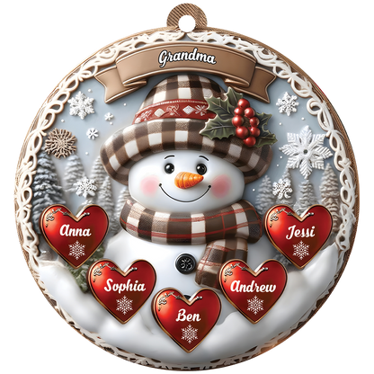 Snowman Custom Name - Personalized Hologram Ornament - Family Decoration