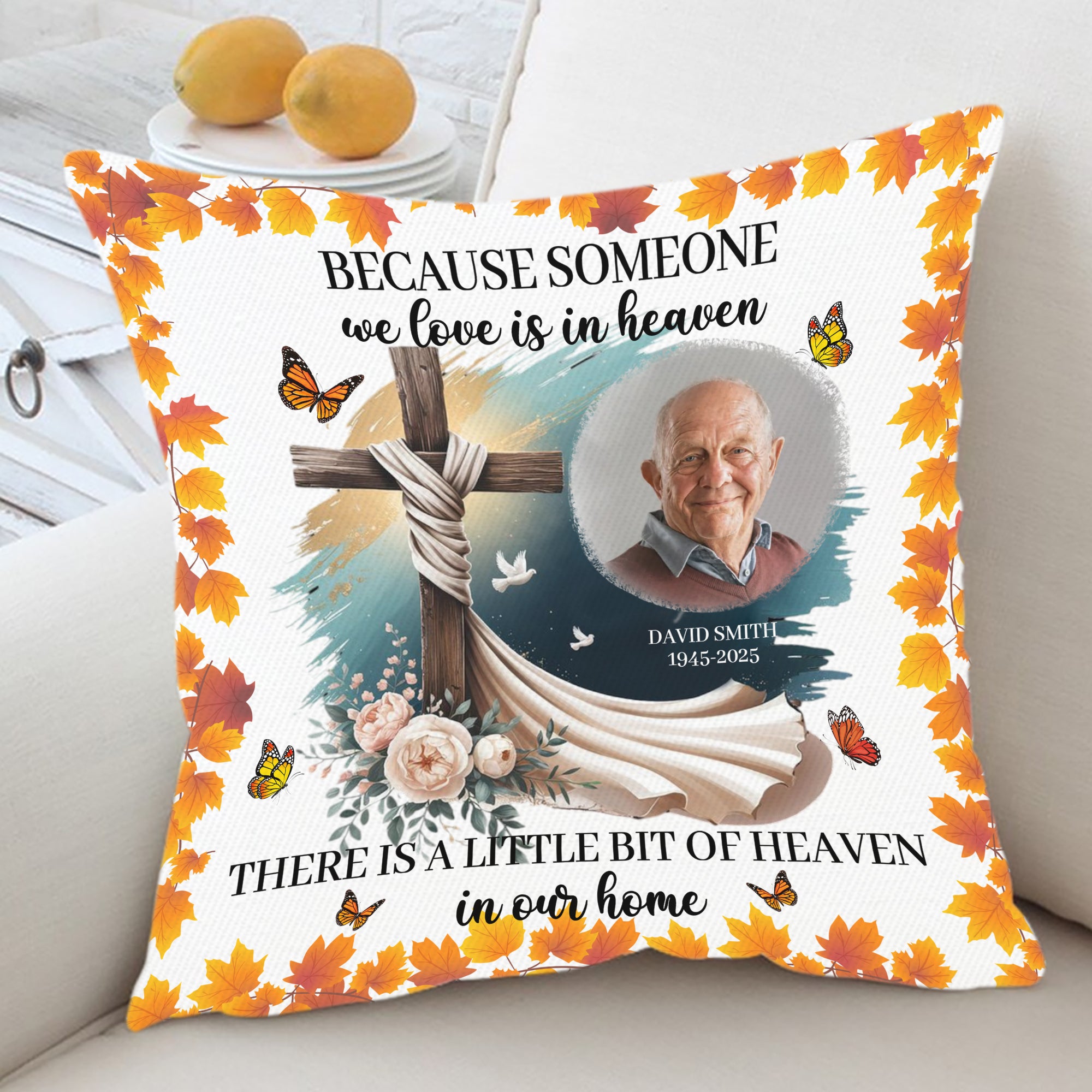 Someone We Love Is In Heaven - Custom Name and Photo - Personalized Memorial Pillow