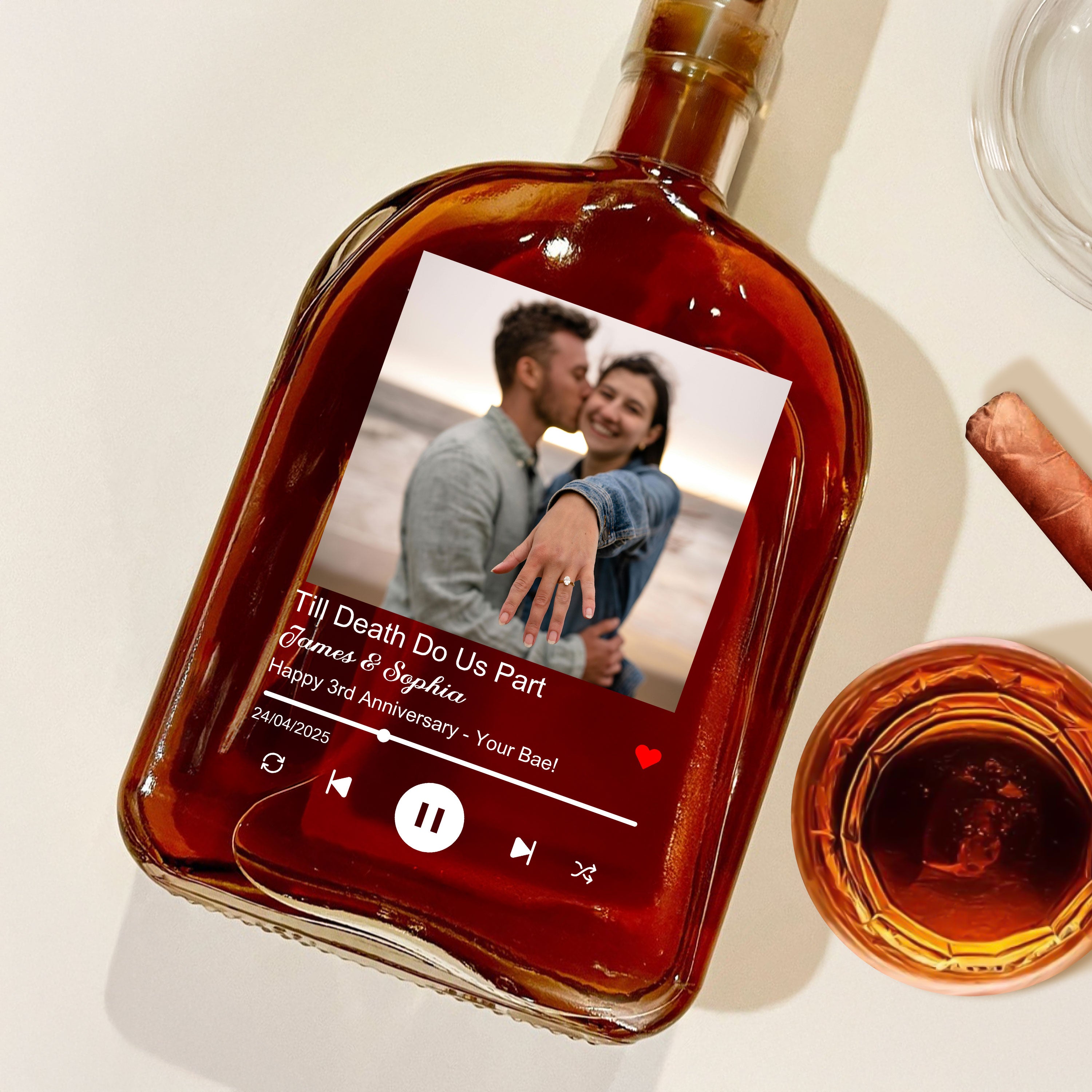Custom Your Favorite Song, Photo and Name - Personalized Custom Whiskey Bottle