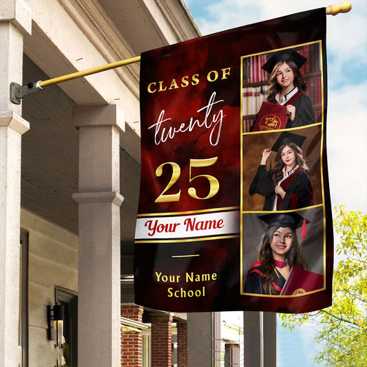 Personalized Class Class Of Twenty 25 Flag, Custom Photo Congrats Grad Gift, Graduation Decorations