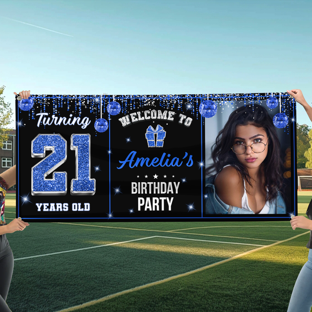 Personalized Birthday Party Banner – Custom Name and Photo Birthday Party Sign