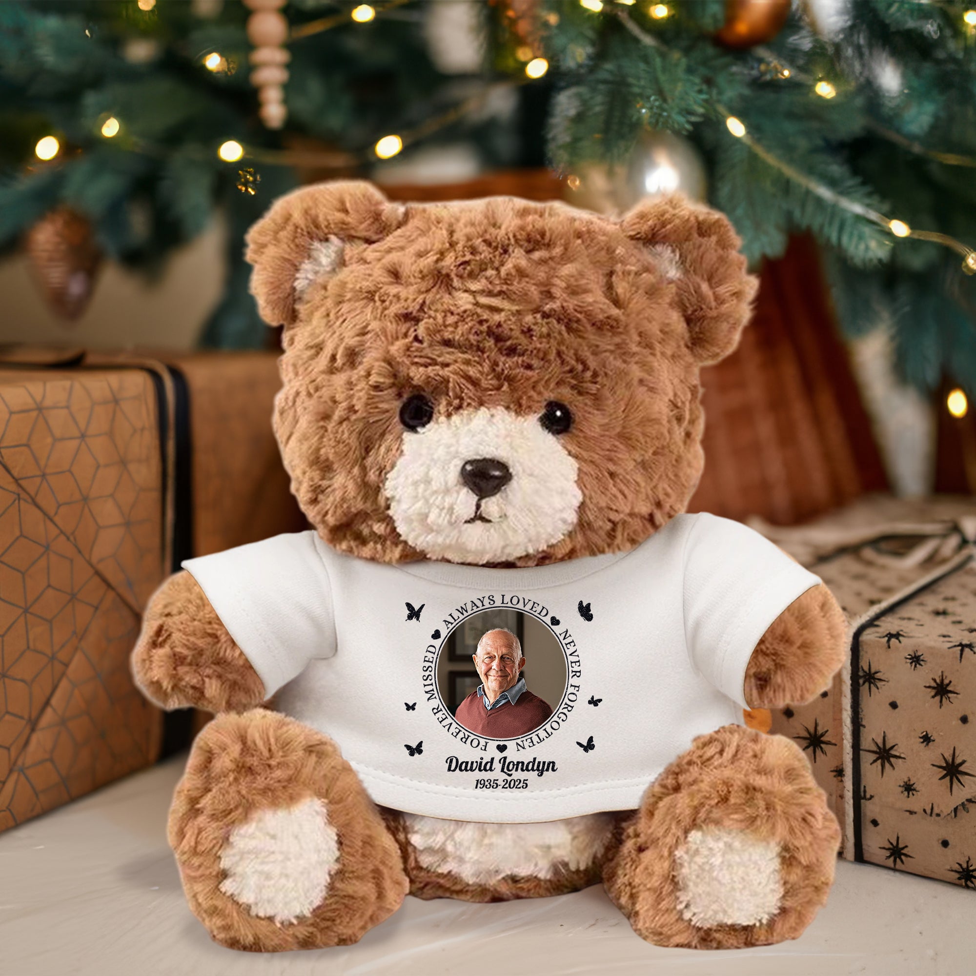 A Hug From Heaven Memorial Bear Plush - Custom Photo Cute Bear