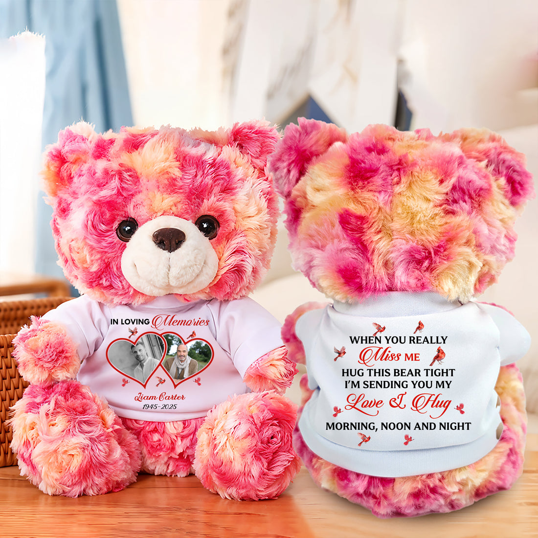 In Loving Memory - Personalized Memorial Bear Plush - Custom Name and Photo Teddy Bear