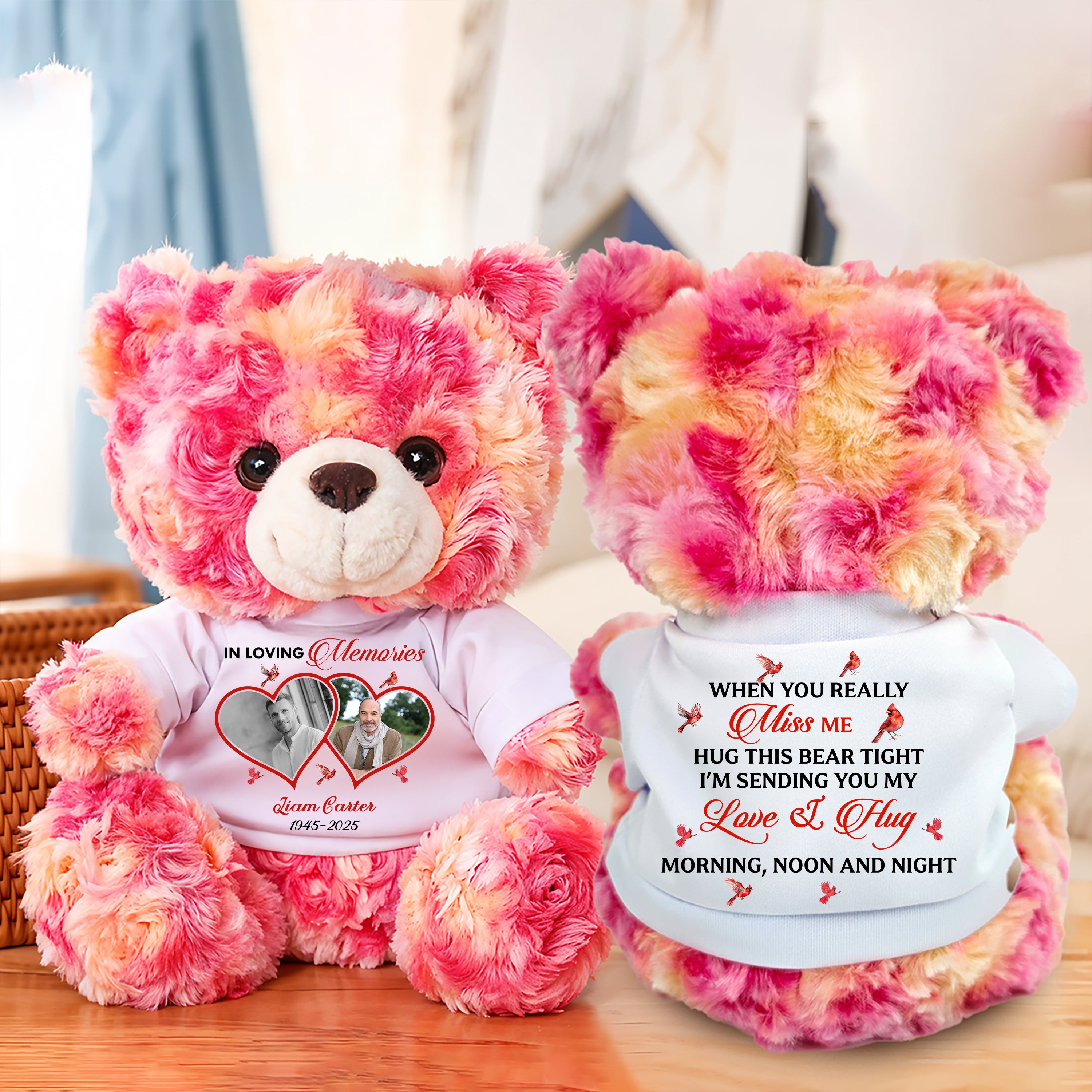 In Loving Memory - Personalized Memorial Bear Plush - Custom Name and Photo Teddy Bear