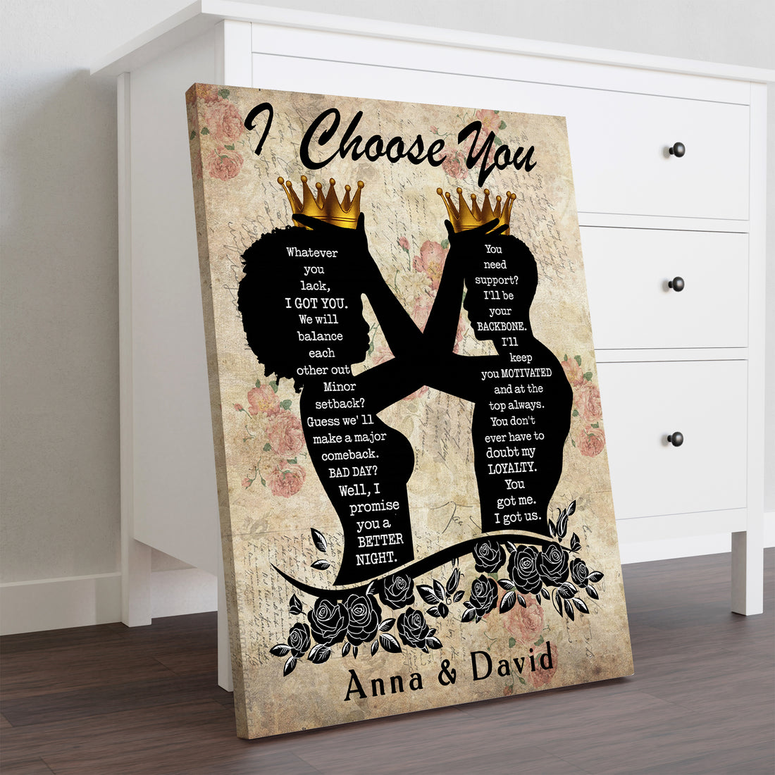 I Choose You - Custom Couple Name - Canvas Sign - Anniversary Gift