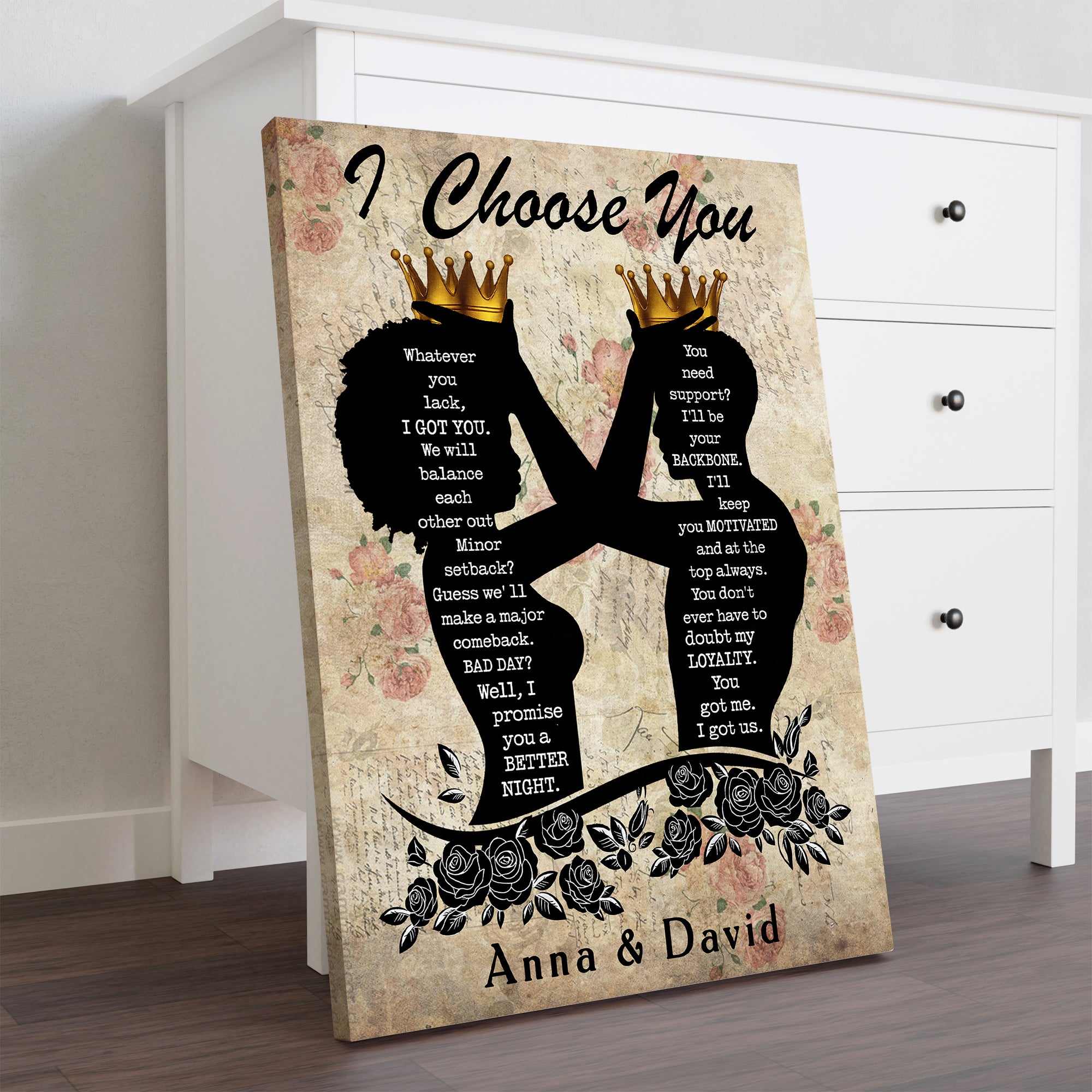 I Choose You - Custom Couple Name - Canvas Sign - Anniversary Gift