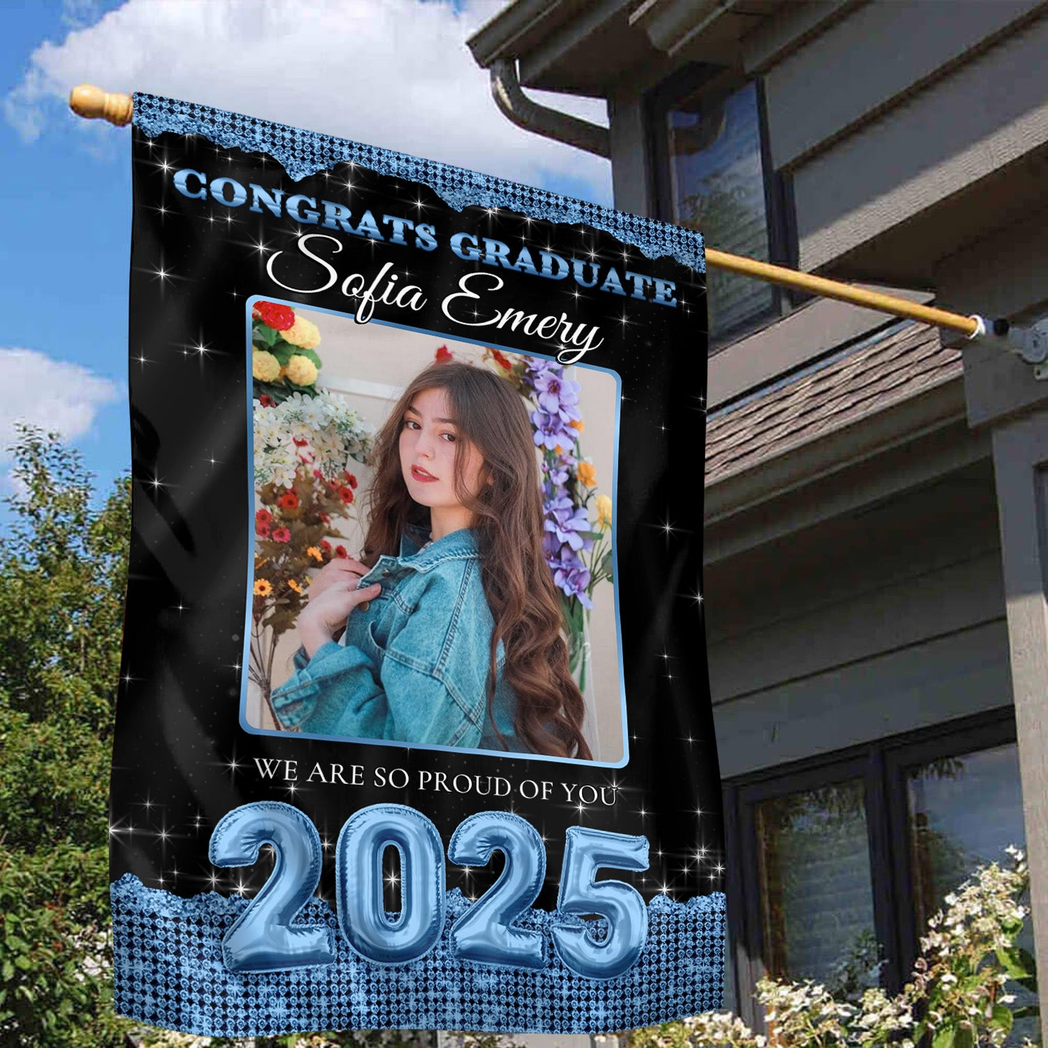 Custom Graduation Flag | Congrats Graduate Class Of 2025 With Photo – Graduation Garden Flag & Party Decor