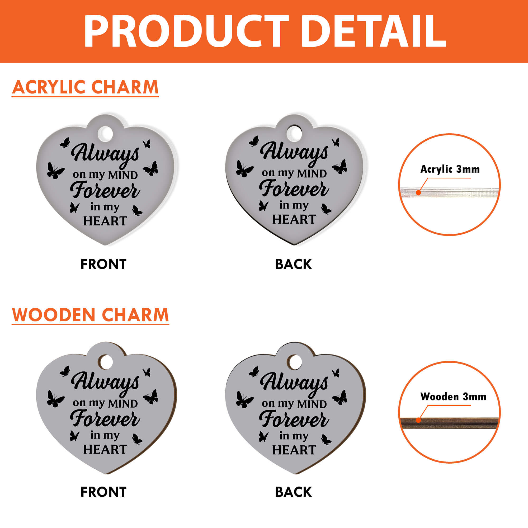 Custom Name and Photo Memorial Gift - 1 Layered Suncatcher with Charm