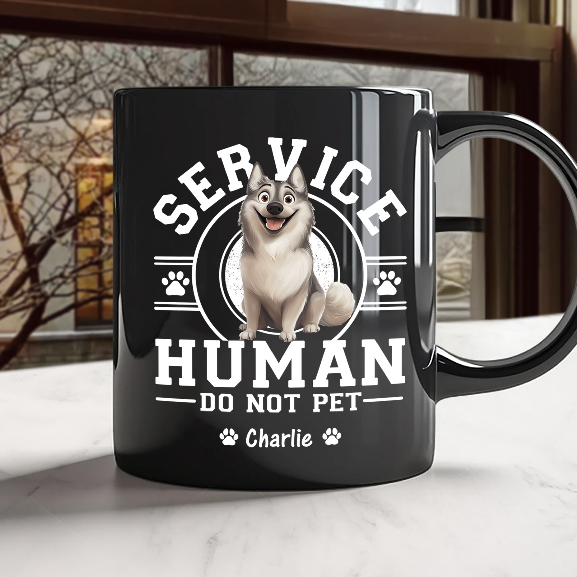 Service Human Do Not Pet - Custom Dog Name - Personalized Mug for Dog Lover