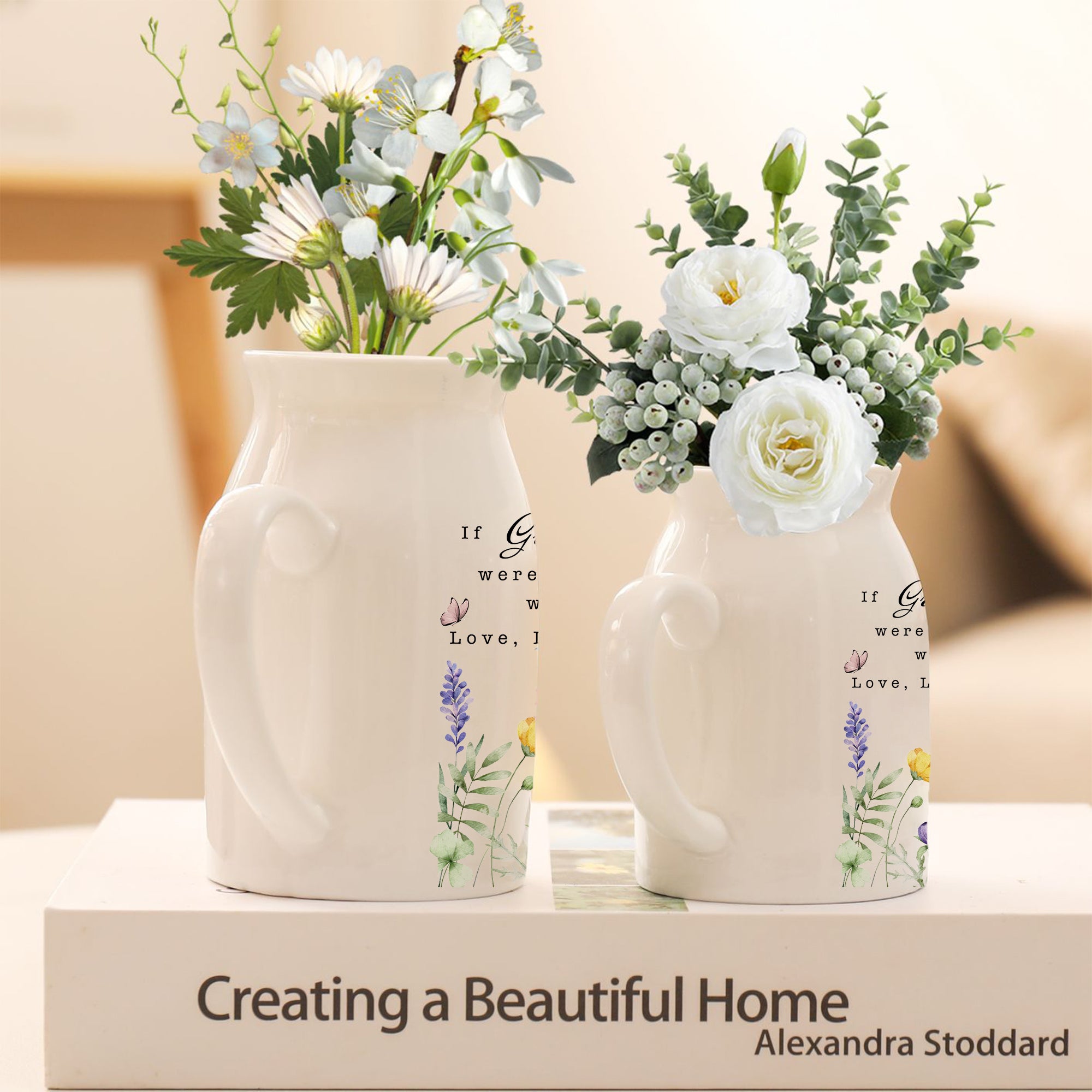 Wildflower Lavender Floral - Personalized Ceramic Flower Vase - Family Gift