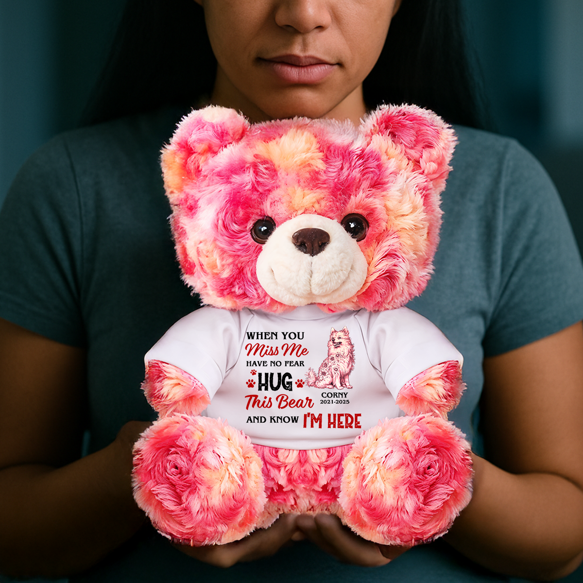 Personalized Pet Memorial Bear Plush - Custom Photo and Name Bear - Personalized Plush Bear