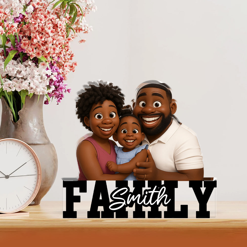 Custom Photo and Family Name - Personalized Family Gift - Custom Shape Acrylic Block Plaque
